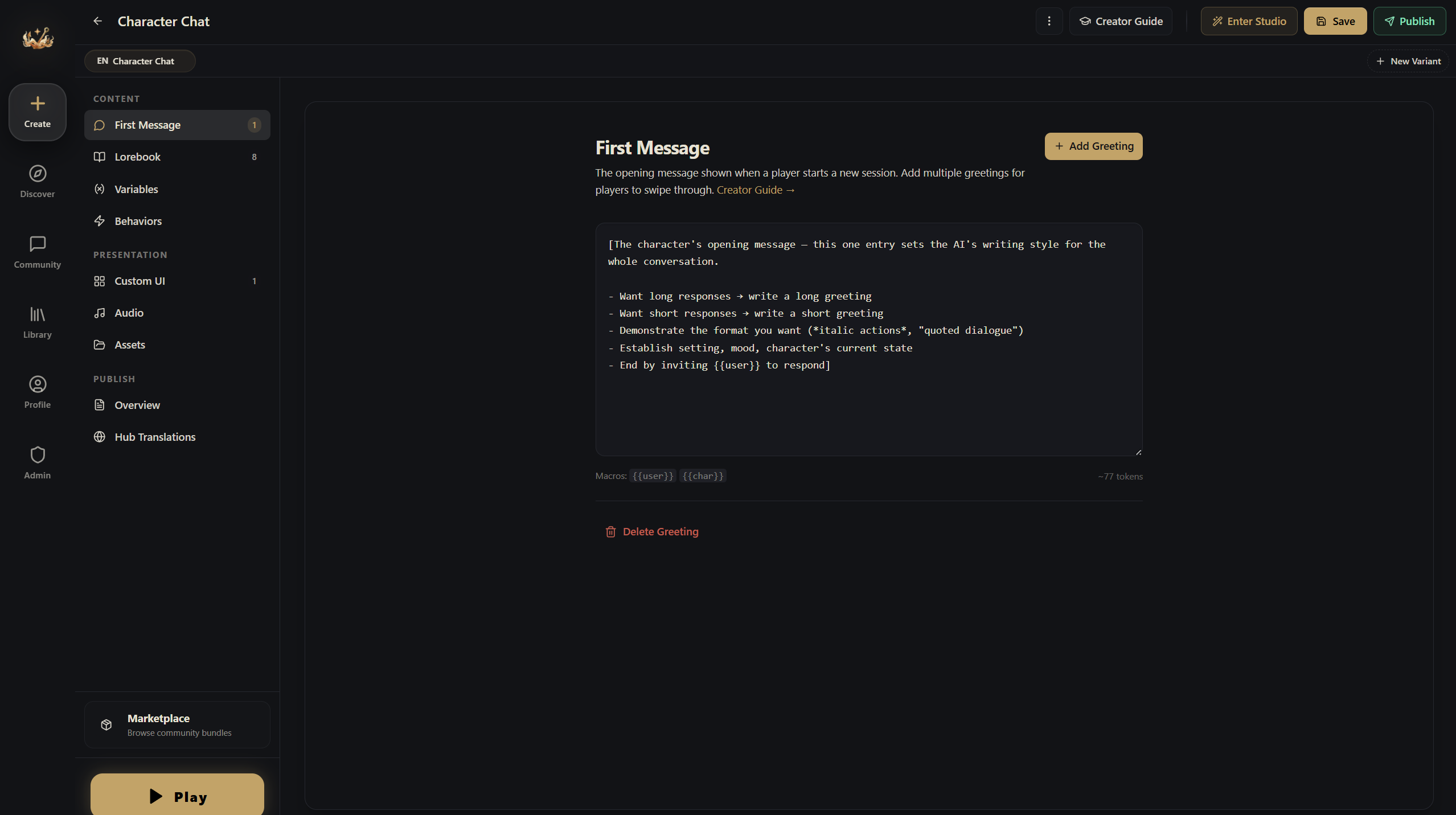 Editing the first message